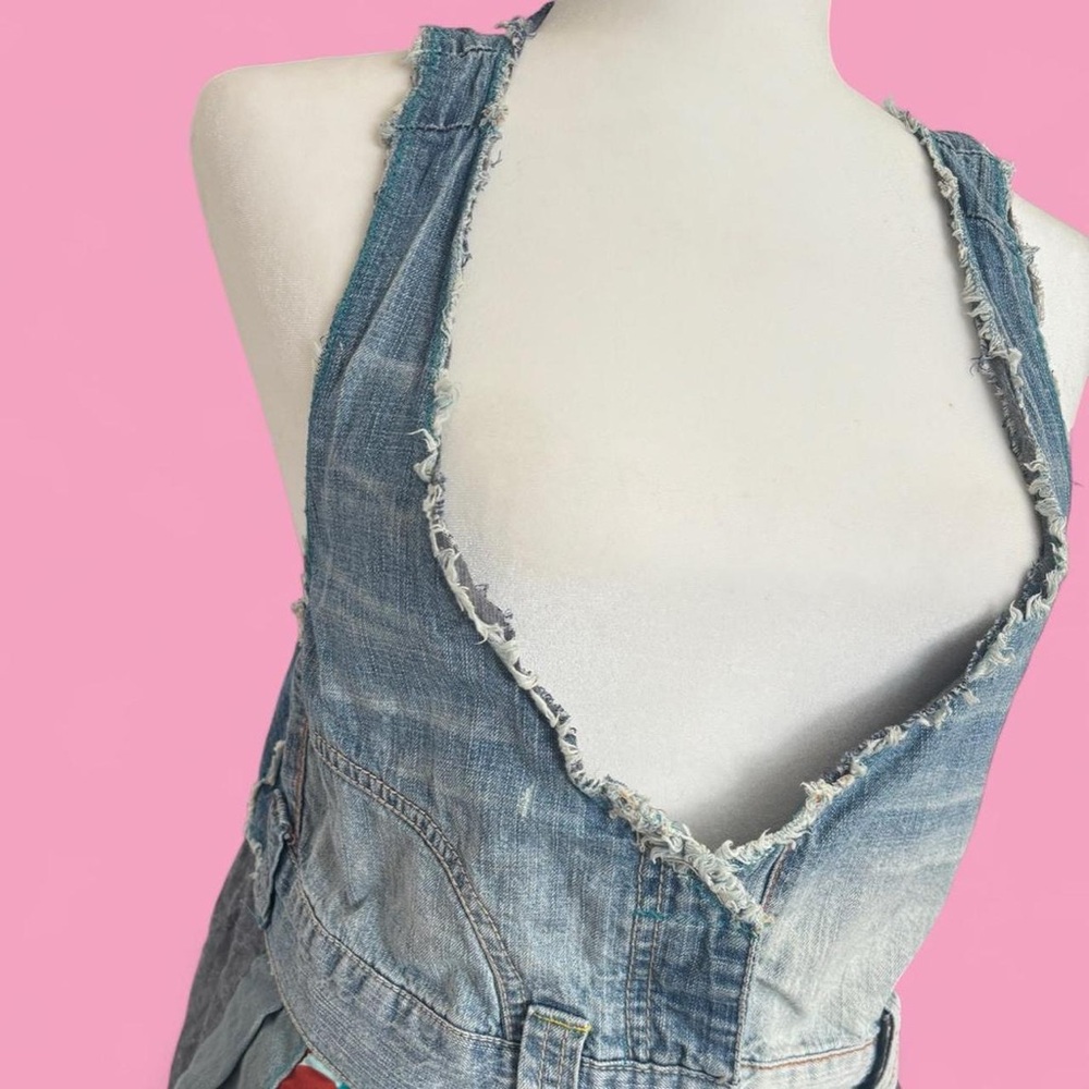 Vintage Desigual Denim Patchwork Assymetrical Flo… - image 3